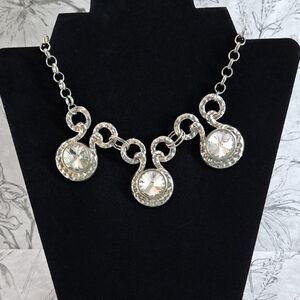Paparazzi "Hypnotized Silver" Jeweled Statement Necklace